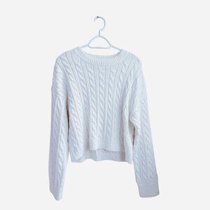 J Crew Cropped Cable-Knit Sweater in White Size Small